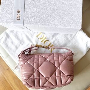 NEW CHRISTIAN DIOR Calfskin Macrocannage Diortravel Nomad Old Rose Bag Purse